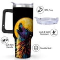 thumbnail image 2 of Colorful Wolf Moon Stainless Steel Insulated Mug with Lid and Handle, 40oz, 2 of 4