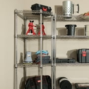 Hyper Tough 5-Tier Corner Shelving Unit, Freestanding Steel Wire Storage Rack, Chrome/Silver