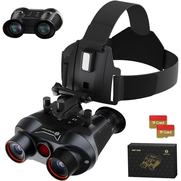 6X Digital Zoom Night Vision Binoculars, 3D VR Night Vision Goggles with 32GB TF Cards, Rechargeable, Built-in Giant Screen, 4K Video, 24MP Photos