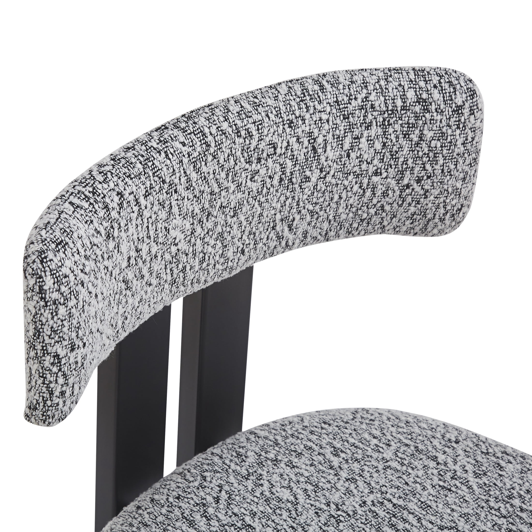 Simplicity Armless Dining Chairs with U-Shaped Seats & Metal Legs, White+Black, Set of 2