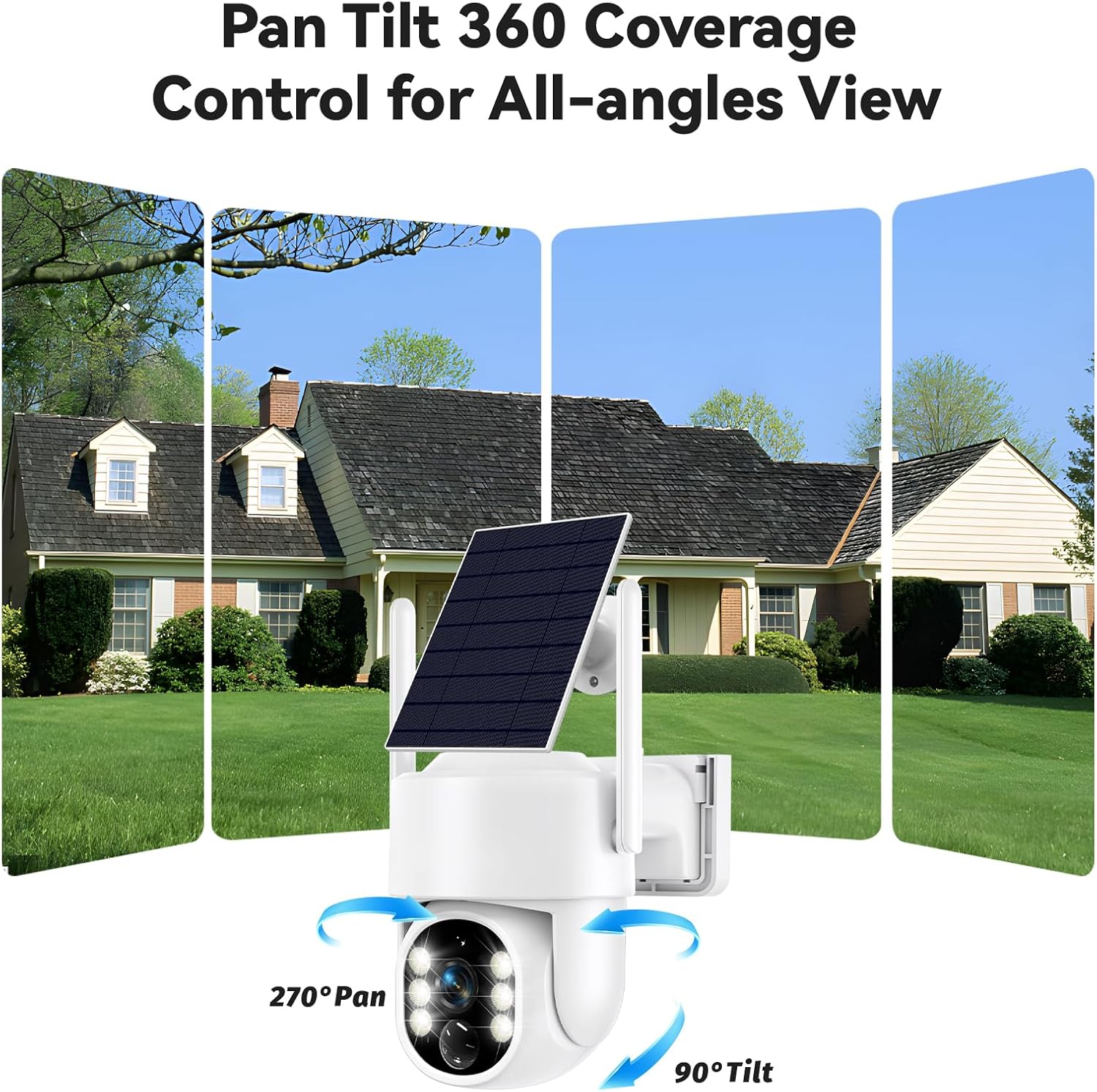 Picturesky Solar Security Camera, 2K WiFi 360° PTZ photo 7