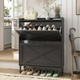 thumbnail image 1 of Vabches Farmhouse Shoe Storage Cabinet with 2 Flip Drawers, Freestanding Shoe Rack Organizer with Adjustable Shelf and Metal Handle for Entryway, Hallway, 1 of 7