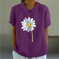 thumbnail image 1 of Blouses pour Femmes, T-Shirt Décontracté Imprimé Mode Manches Courtes Col Poupée Mignon Coton et Lin Blouse, 1 of 4