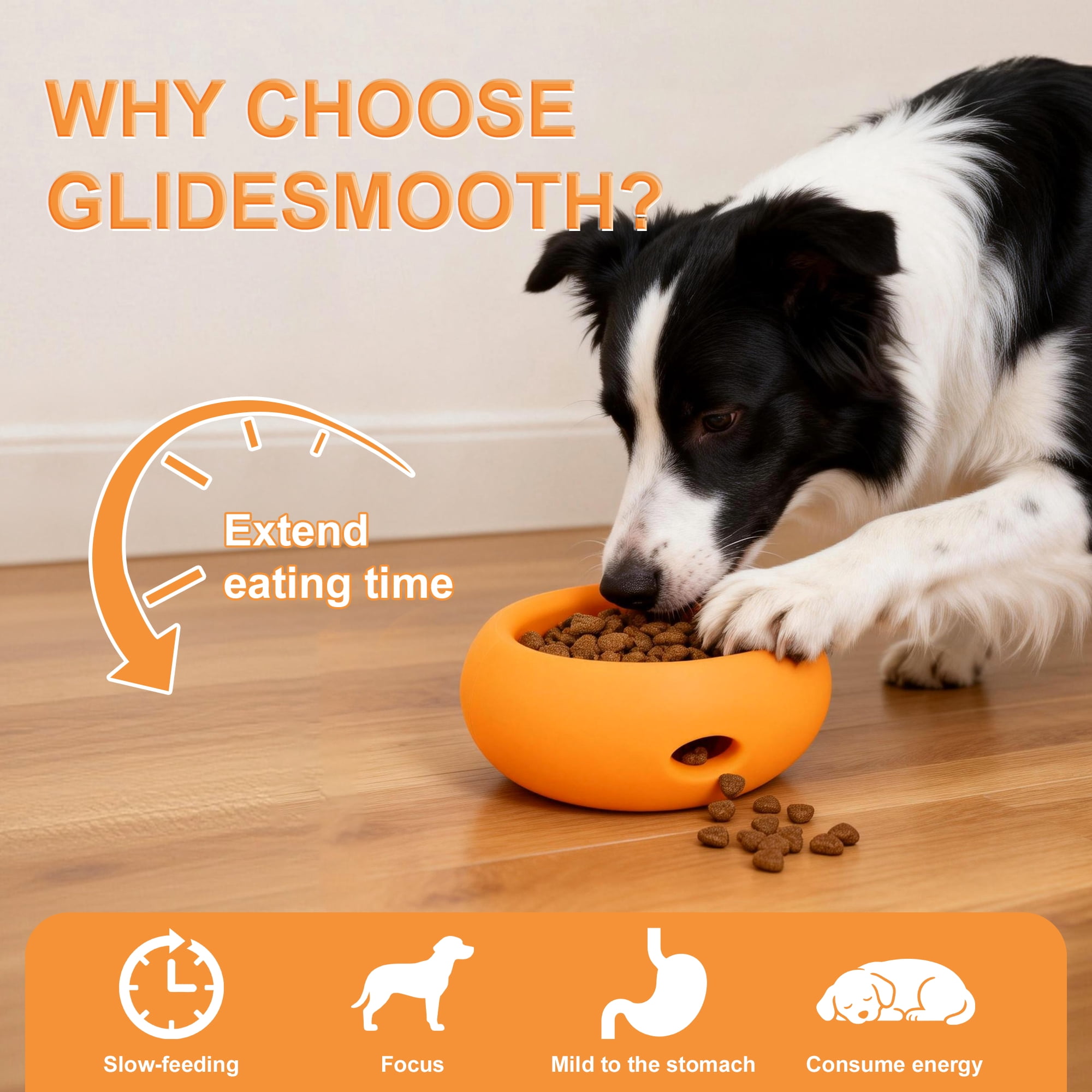 Unique Bargains Dog Enrichment Toys Durable Silicone Interactive Engagement Slow Feeder Dog Bowls Orange