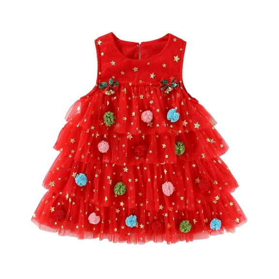 MEZZALL Toddler Girls Sleeveless Christmas Holiday Dress Dance Party O-Neck Dresses Boho Teen Dailywear