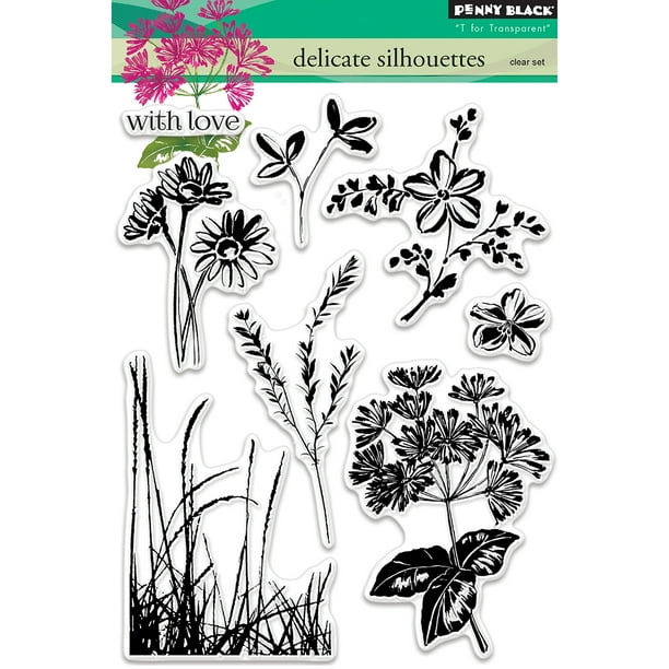 Penny Black Clear Stamps 5"X7"-Delicate Silhouettes