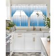 thumbnail image 4 of Blue Ombre Swag Curtains for Living Room/Bedroom Windows, Modern Geometric Abstract Rhombus Striped Kitchen Curtains and Valances Set 36 Inch Length, Light Filtering Swags Valance Curtain Panels, 4 of 5