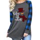 thumbnail image 2 of Navidad muñeco de nieve manga larga Plaid Top cuello redondo mujeres Plaid empalme blusa para niñas, 2 of 6