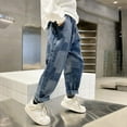 thumbnail image 3 of Rolanko Boys Baggy Jeans Elastic Straight Fit Stretch Denim Pants Loose Waist Everyday kids for 4-16, 3 of 5