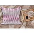 thumbnail image 2 of Pale Pink Fluffy Throw Pillow Cushion Cover, Chevron Zigzag Pattern Twisted Parallel Lines in Vibrant Tones Graphic, Decorative Square Accent Pillow Case, 16" x 16", Magenta White, by Ambesonne, 2 of 5