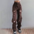 thumbnail image 2 of Douhoow Women Ripped Jeans Black High Waist Long Pants Hollow Out Pants, 2 of 6