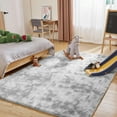 thumbnail image 2 of Emossie 8' x 10' Area Rug for Living Room, Tie-dye Grey Large Fluffy Rug for Bedroom, Indoor Rectangle Shag Rugs, Flame Retardant, Light Grey, 2 of 10