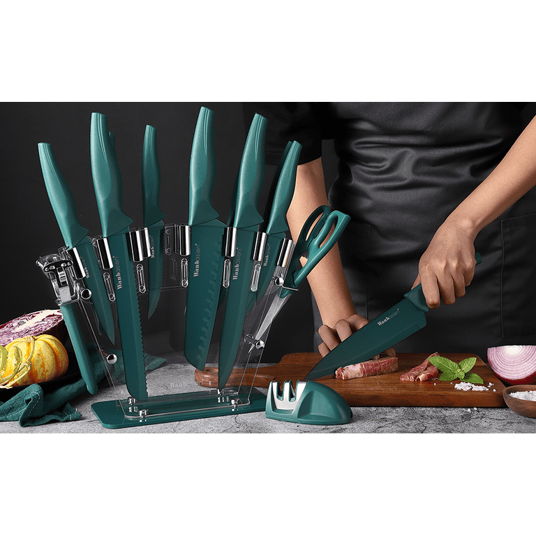 Wanbasion 6 Pieces Matte Black Titanium Plated Knife Set Stainless Steel  Forged Kitchen Knife Set Sharp Professional Knife Set with Sheath, Scratch