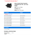 thumbnail image 2 of Idle Air Control Valve Connector - Compatible with 1995 - 2011 Ford Ranger 1996 1997 1998 1999 2000 2001 2002 2003 2004 2005 2006 2007 2008 2009 2010, 2 of 2