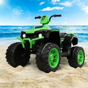 CIPACHO 12V Kids Ride On Car, Rugged 4-Wheeler Electric Cars to Ride Car for Children Child Boys, Gift Vehicle Toy w/ LED Lights, MP3, AUX, Green