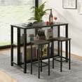 thumbnail image 4 of Costway 36" Tall 3-Tier Bar Table with Storage Metal Frame Adjustable Foot Pads Gray, 4 of 10