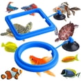 thumbnail image 1 of Anillo de alimentación para peces, 2 piezas para acuario, peces, tortugas, accesorios para tanque, círculo de alimentación para tortugas doradas(azul) ER, 1 of 5