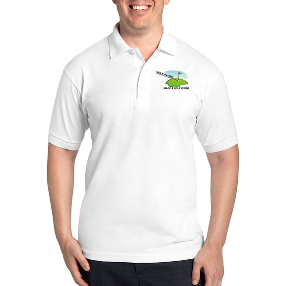 CafePress - GOLF. I MAKE A HOLE IN ONE Golf Shirt - Golf Shirt, Pique Knit Golf Polo