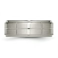 thumbnail image 3 of Chisel Titanium Brushed Center Block Design 8mm Ridged Edge Band, 3 of 6