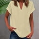thumbnail image 2 of Vestidos Casuales Para Mujer, Blusas De Mujer De Moda Suéter de mujer de color liso de imitación de lino y lino con hombros descubiertos y cuello en V de manga corta a la moda, 2 of 5