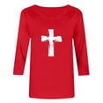 thumbnail image 4 of Yievot 3/4 Length Sleeve Womens Easter Shirts Graphic Printed Tee Loose Crew Neck Womens Tops, 4 of 4