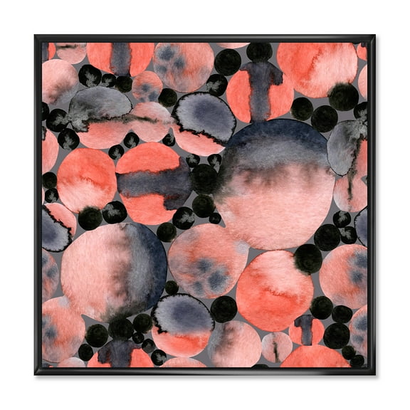 Designart 'Polka Dots Abstract Geometric Art' Modern Framed Canvas Wall Art Print