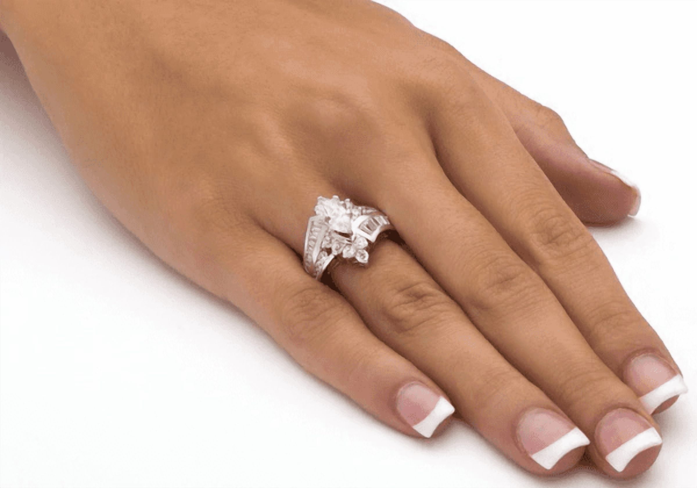 HeartsAndYou 4ct Marquise Cut Moissanite Engagement Ring for Women 18k White Gold over Silver Antique Inspired Stylish