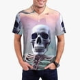 thumbnail image 2 of Balery Mist Sunflower Skull Printed Men’s Short Sleeve Polo Shirt, Midweight Men's Shirt,Golf Polo shirts -4X-Large, 2 of 8