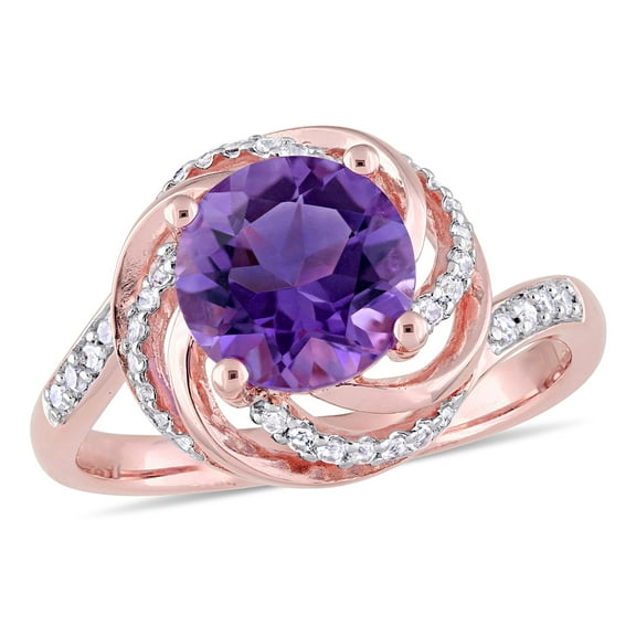 Everly Women's Amethyst and Topaz Rose Gold Plated Ring