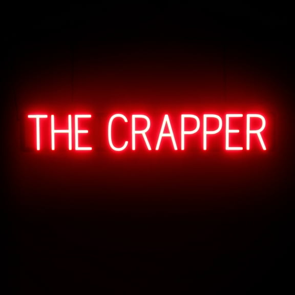 SpellBrite Neon-LED THE CRAPPER Sign With Dimming Capability. LED Bathroom Signs for Businesses, Restaurants, and More, 40 inches, Red