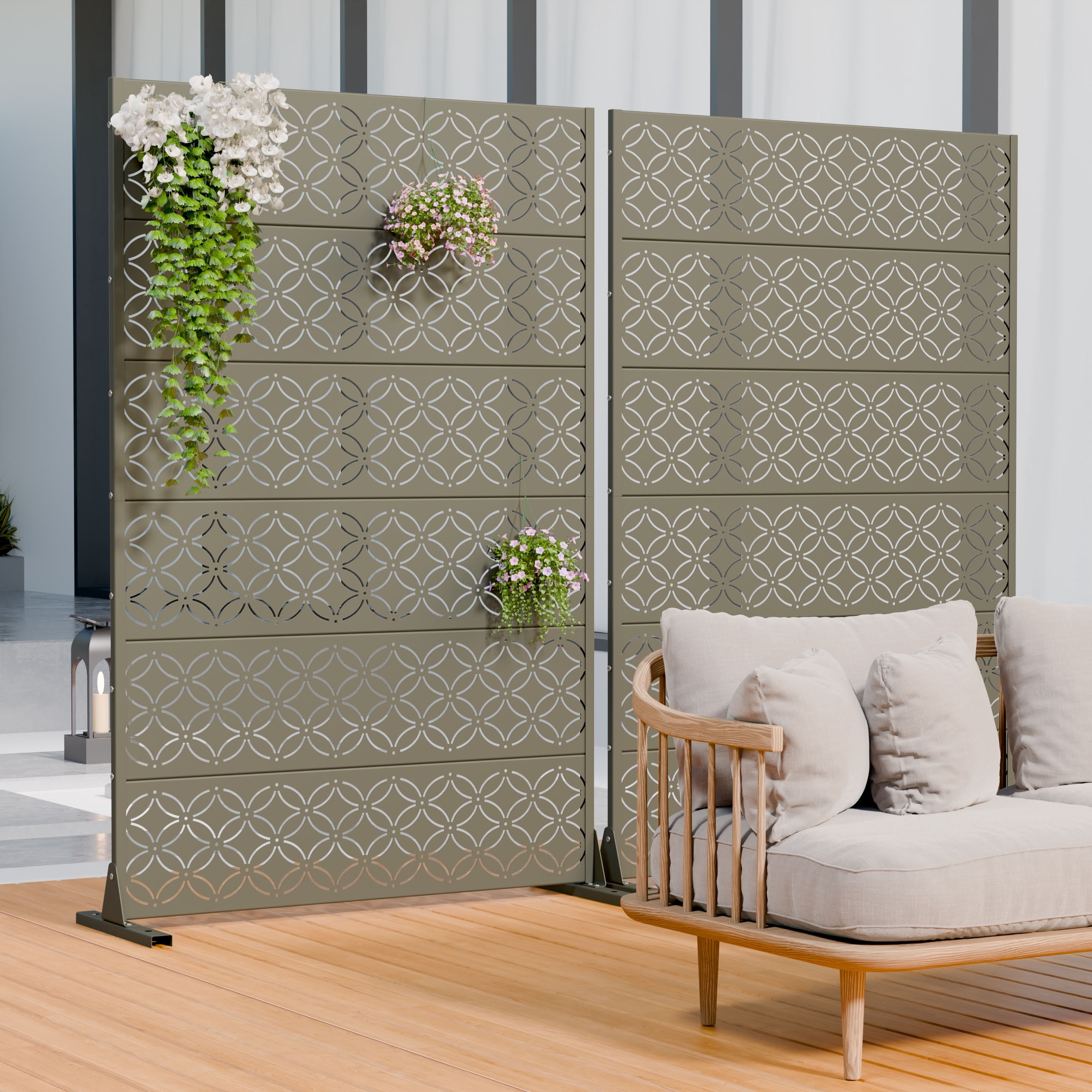 MAYEERTY 72*47in Outdoor Privacy Screen, All Weather Metal Privacy Fence, Privacy Panel for Patio, Balcony, Backyard, Garden