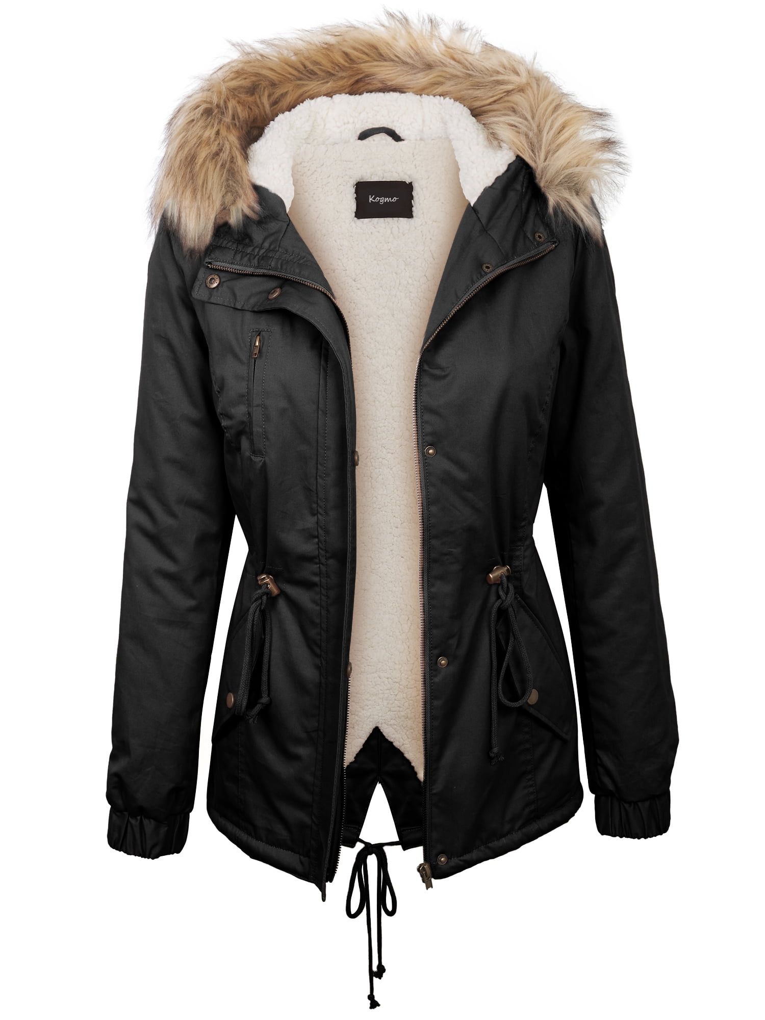 womens sherpa lined anorak parka jacket with hoodie