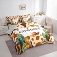 thumbnail image 2 of jejeloiu Cowboy Watercolor Desert 7-Piece Twin Bedding Sets Kids,Brown Cow Print Bedding Comforter Set,Reversible, 2 of 7
