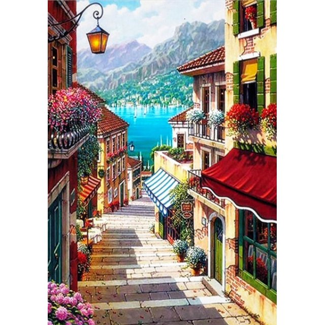 30x40 cm 7D DIY Pintura de Diamante Completa, Pintura de Diamante de Lobo de Cascada de Paisaje, Pintura de Punto de Cruz de Lienzo de Diamantes de Imitación de Bricolaje por Número para Decoración de