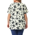thumbnail image 3 of Agnes Orinda Women's Plus Size Floral Tops V Neck Short Sleeve Summer Casual Tunics Blouse 3X Black, 3 of 6