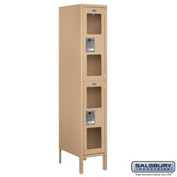 Salsbury S-62158TN-U 1 x 5 x 18 in. Double Tier See Through Metal Locker, Tan - Unassembled