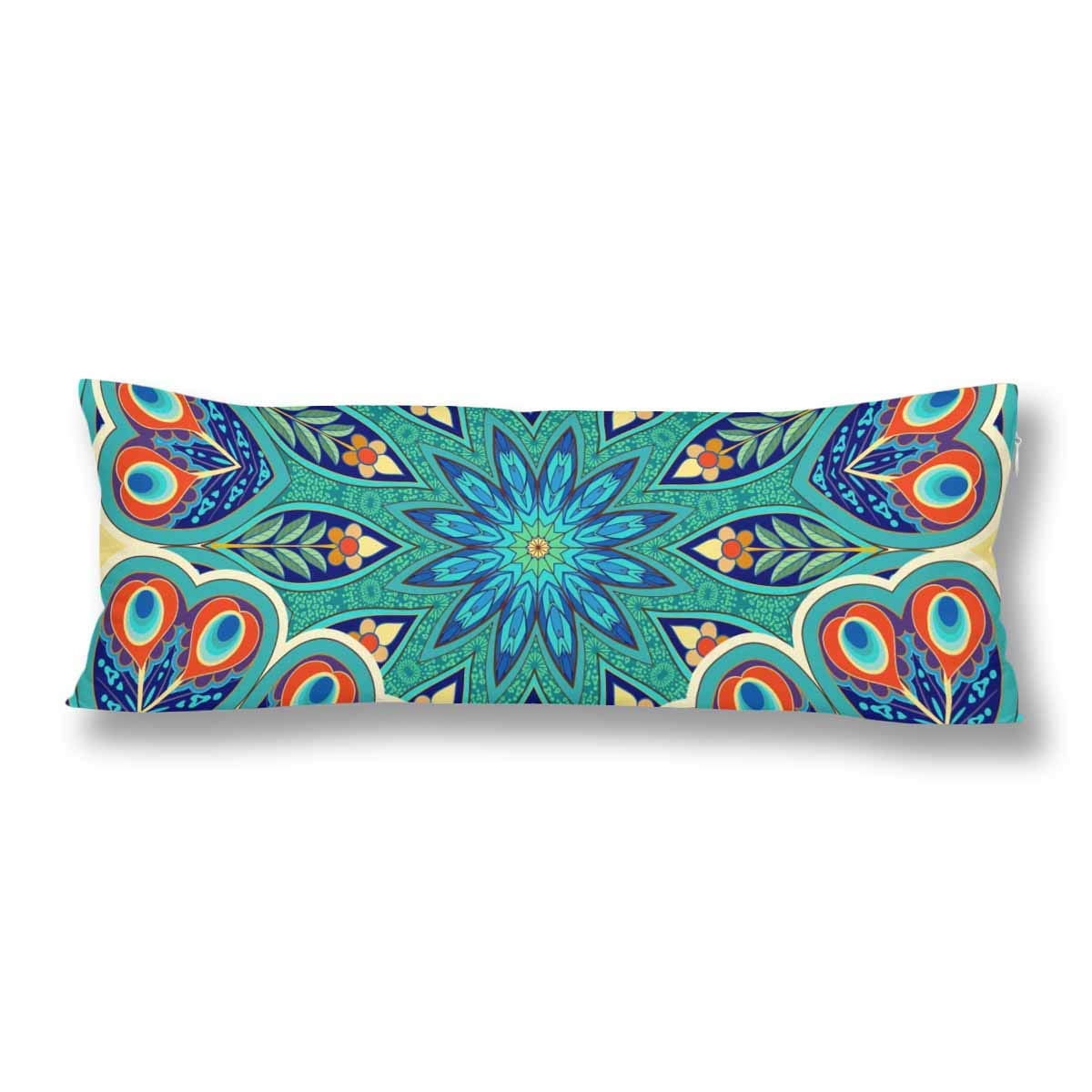 Gckg Eastern Traditional Floral Pattern Peacock Feather Pillow