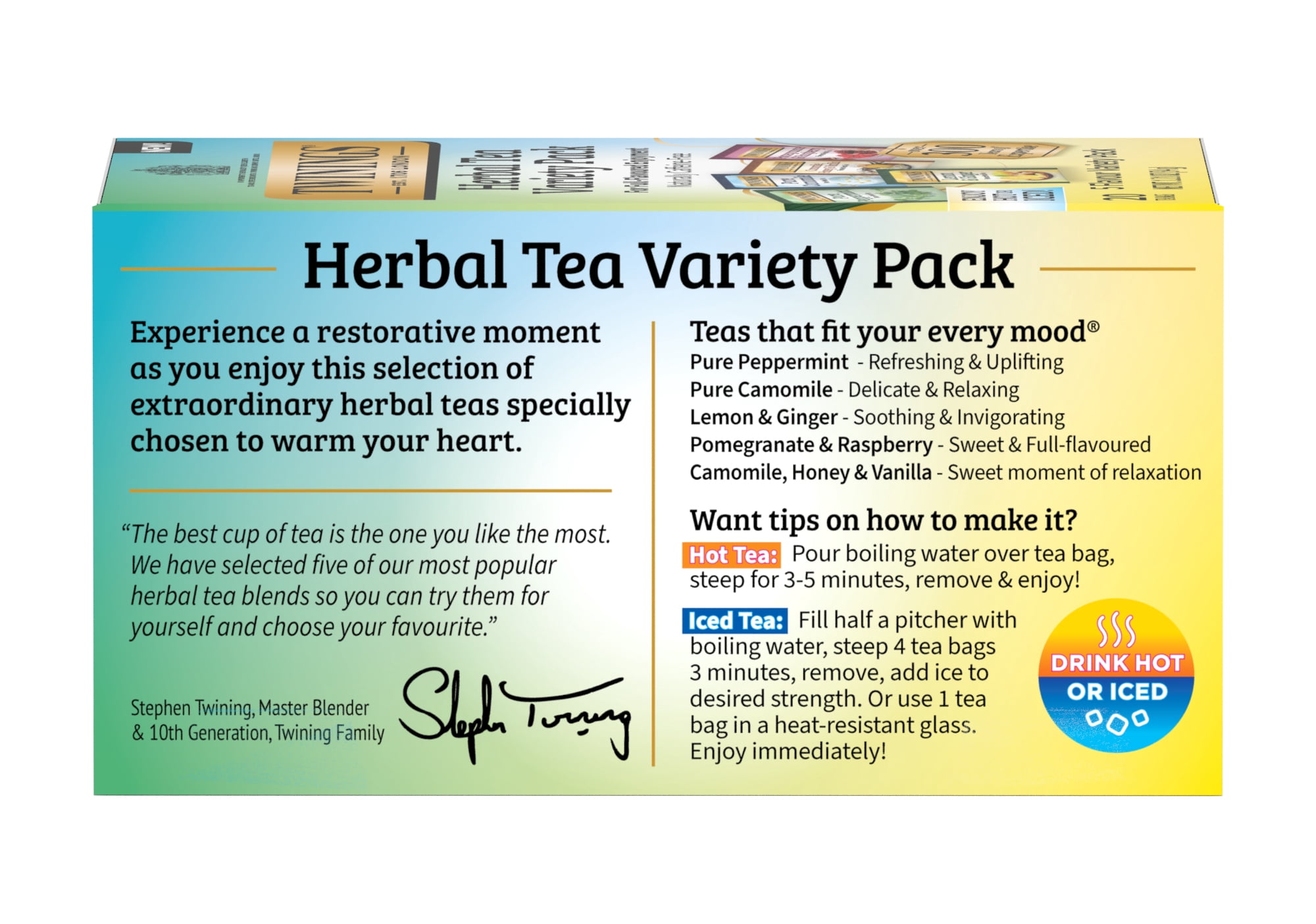 (4 pack) Twinings Herbal Tea Bags Variety Pack, 4 Flavors, Naturally Caffeine Free, 20 Count