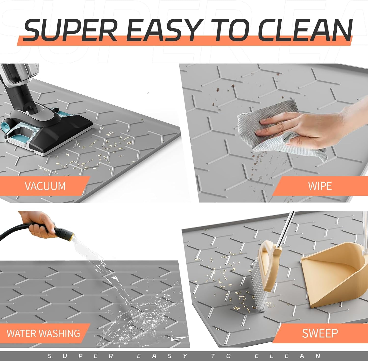 Extra Large Silicone Cat Litter Mat, Waterproof/Urineproof, Litter Recycling, Easy to Clean, Soft on Kitty Paws (28"X40"-Dark Grey)