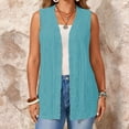 thumbnail image 2 of CIENVNSTG Women's Sweater Vest Plus Size Sleeveless Lightweight Open Front Knit Cardigan Casual Loose Sweaters with Pockets Sky Blue L, 2 of 5
