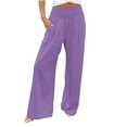 thumbnail image 2 of Azrian Women's Loose Wide Leg Pants High Waist Straight Pants Casual Solid Pants Prime Deals of The Day Today Only, 2 of 5
