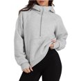 thumbnail image 4 of Women's half-zip hooded sweatshirt, loose fit, fashionable fleece sweatshirt, 4 of 5