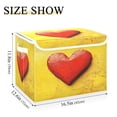 thumbnail image 3 of Storage Box With Lid 16.5x12.6x11.8In Foldable Stacked Household Storage Box Yellow Background Love Heart, 3 of 7