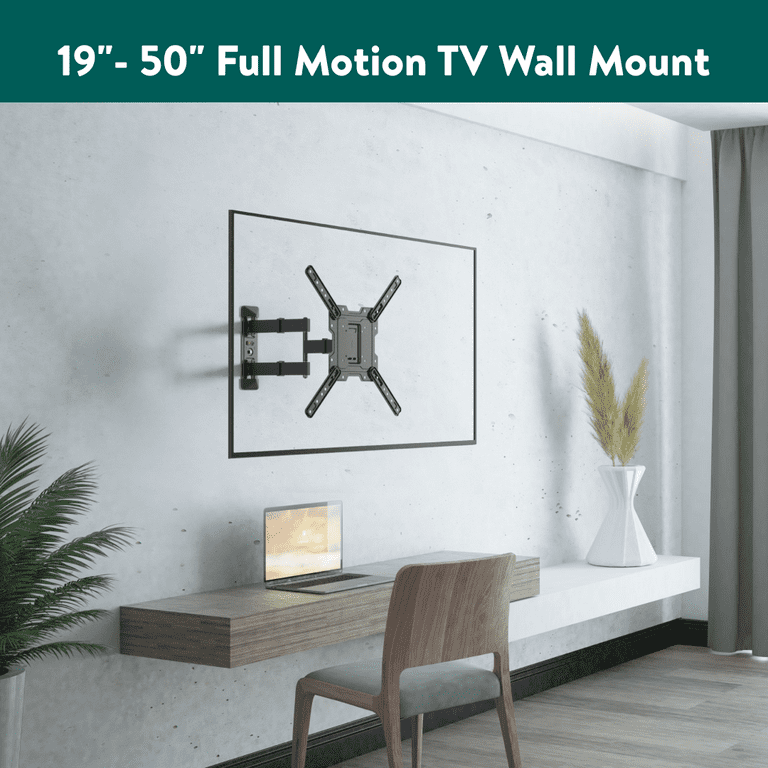 onn. Full Motion TV Wall Mount for 19 to 50 TVs, up to 15° Tilting