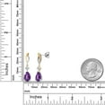thumbnail image 6 of Gem Stone King 925 Silver and 10K Yellow Gold Purple Amethyst and White Moissanite Earrings for Women | 3.88 Cttw | Gemstone February Birthstone | Pear Shape 10X7MM, 6 of 6