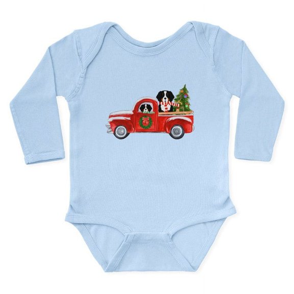 CafePress - Christmas Berner Red Truck Body Suit - Long Sleeve Cotton Baby Bodysuit