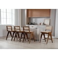 thumbnail image 3 of Dayalane 26" Rattan Counter Height Bar Stools Set of 2, French Bar Stools with Cane Back, Wooden Farmhouse Kitchen Chairs Counter Stools with Footrest for Kitchen Island Bistro Bar, Walnut, 3 of 8