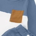 thumbnail image 5 of Huowey Toddler Girls Outfit Sweatshirt Set Long Sleeve Color Block Crewneck Pullover Sport Trousers Cozy Suit Fall Winter Clothing For Girls,Blue,12-18 Months, 5 of 7