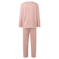 thumbnail image 3 of Pajamas for Women Trendy Long Sleeve Button Down Pant Womens Sleepwear,Light Pink,L, 3 of 5