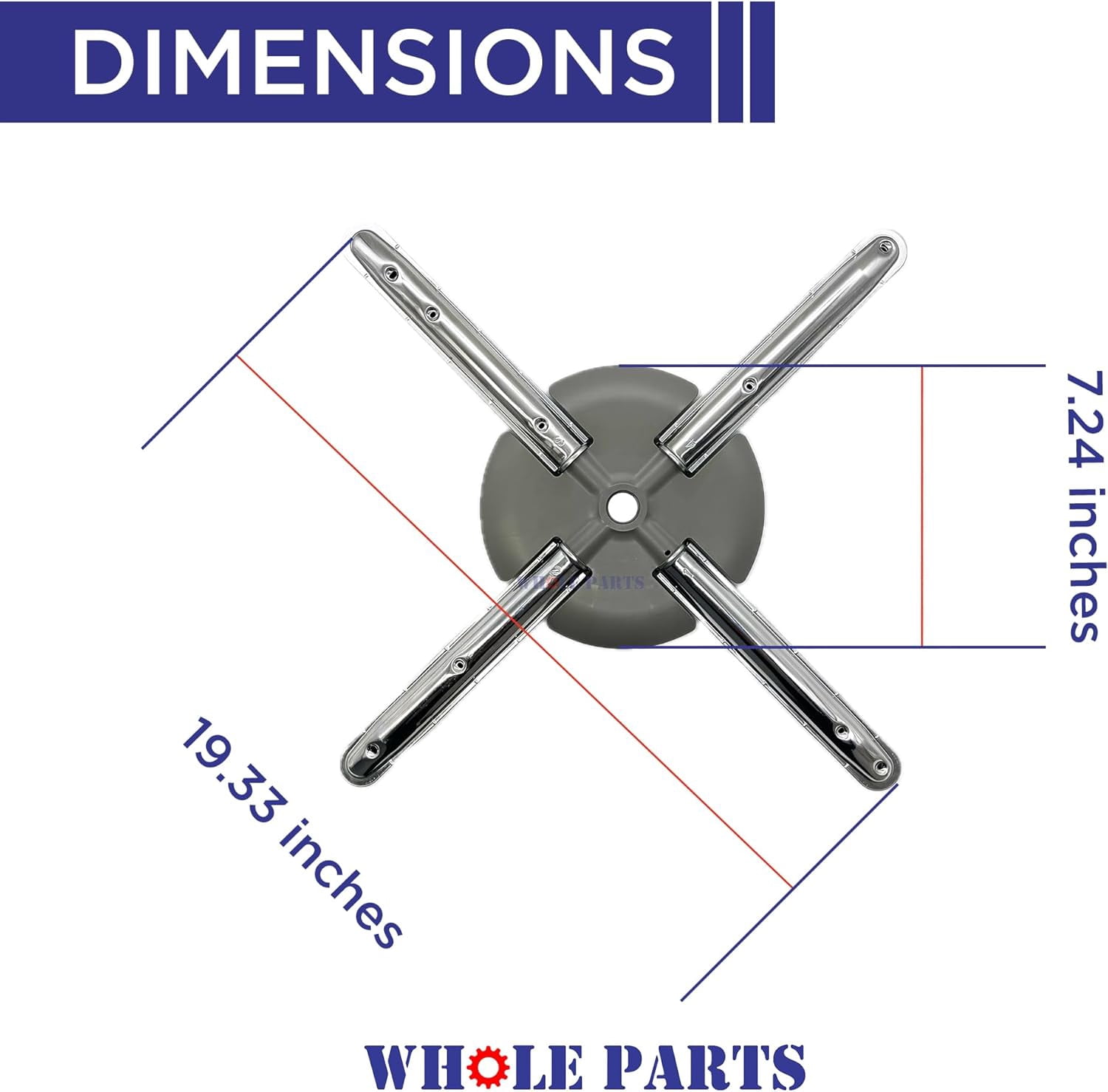 Whole Parts Dishwasher Lower Spray Arm/Wash Arm Part# W10320510 - Replacement and Compatible with Some Kitchen Aid and Whirlpool Dishwashers